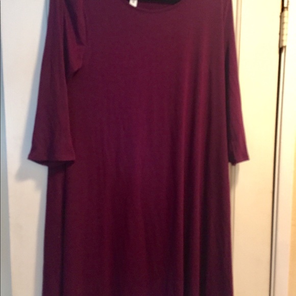Long Sleeve Dress Wine Large - Picture 3 of 4